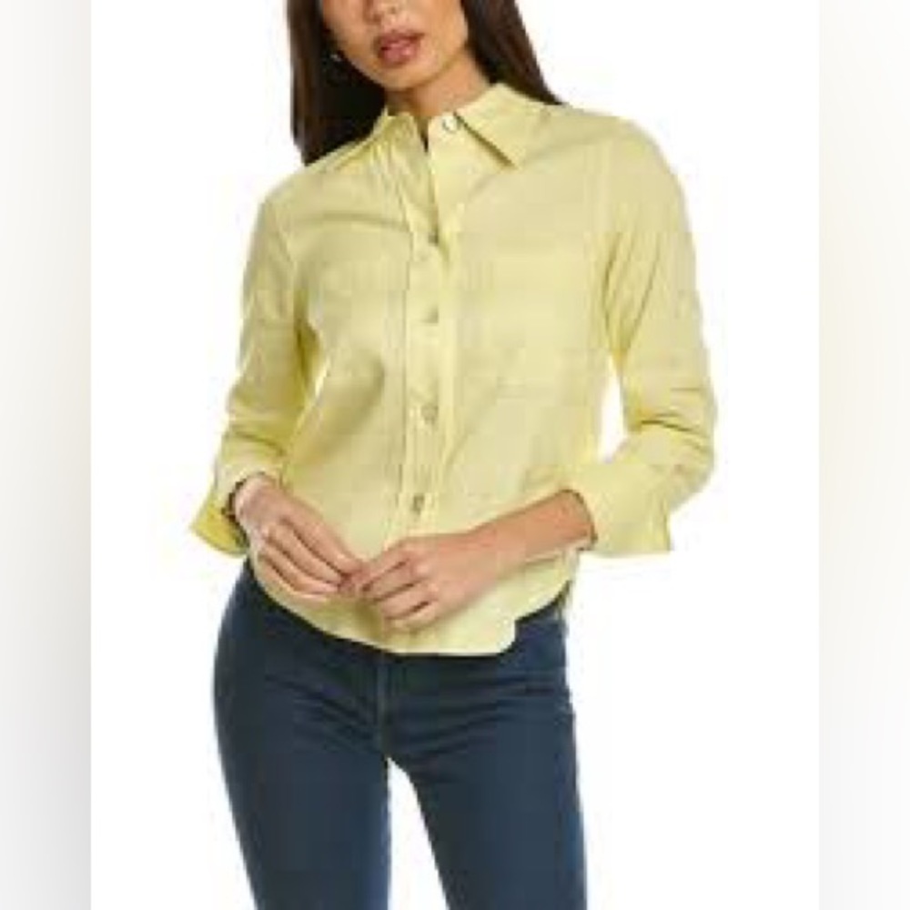Vince linen blend button down top